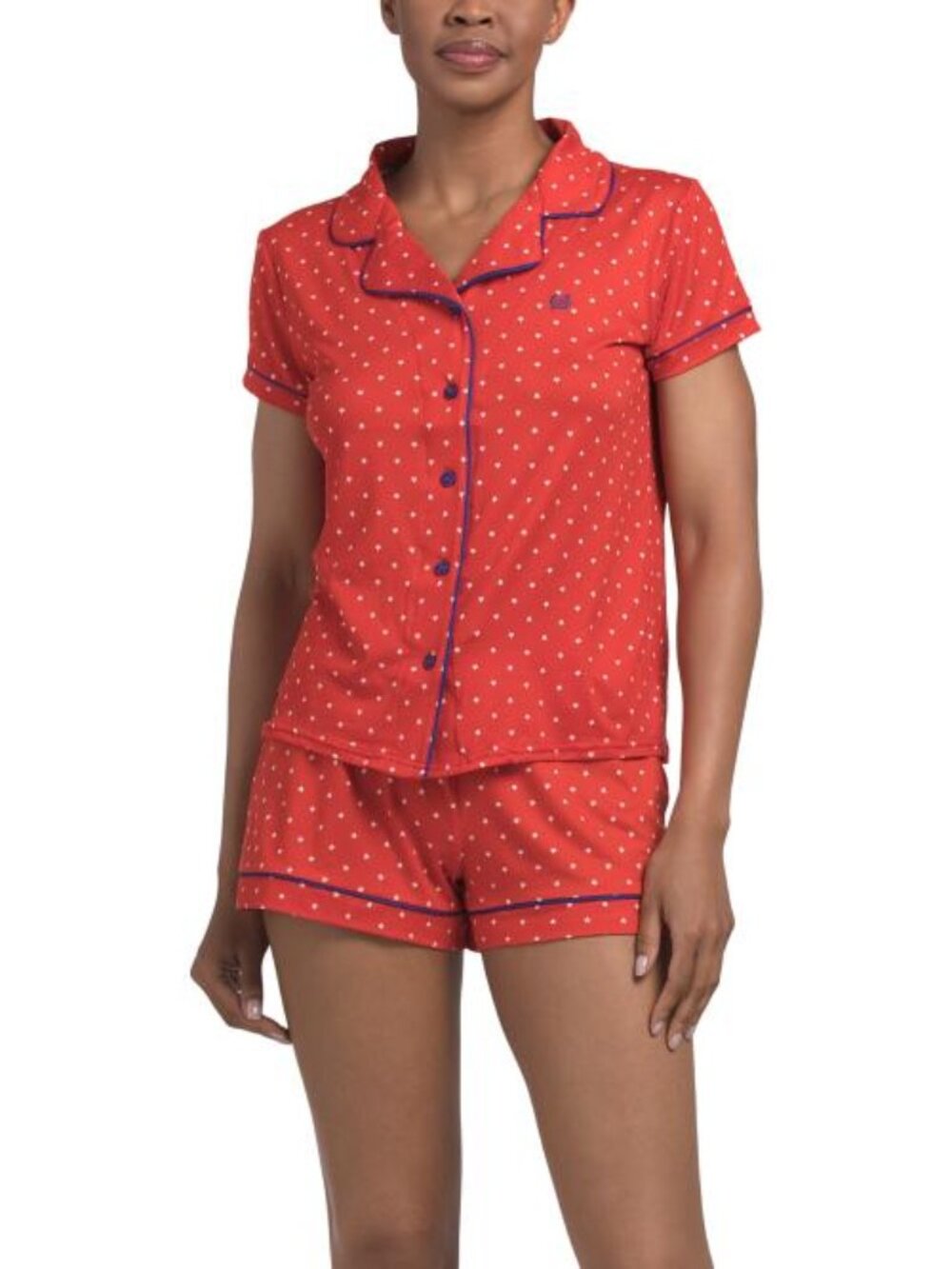 BORN 2pc Stars Short Notch Collar Pajama Top And Shorts Set